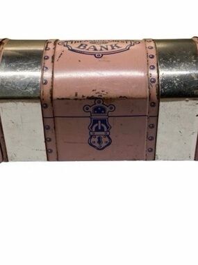 VTG J Chein Pink Tin Treasure Chest